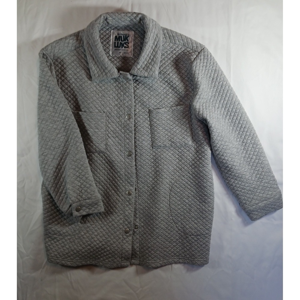 MUK LUKS The Original Women's Gray Snap-Front Quilted Pocket‎ Jacket Size M